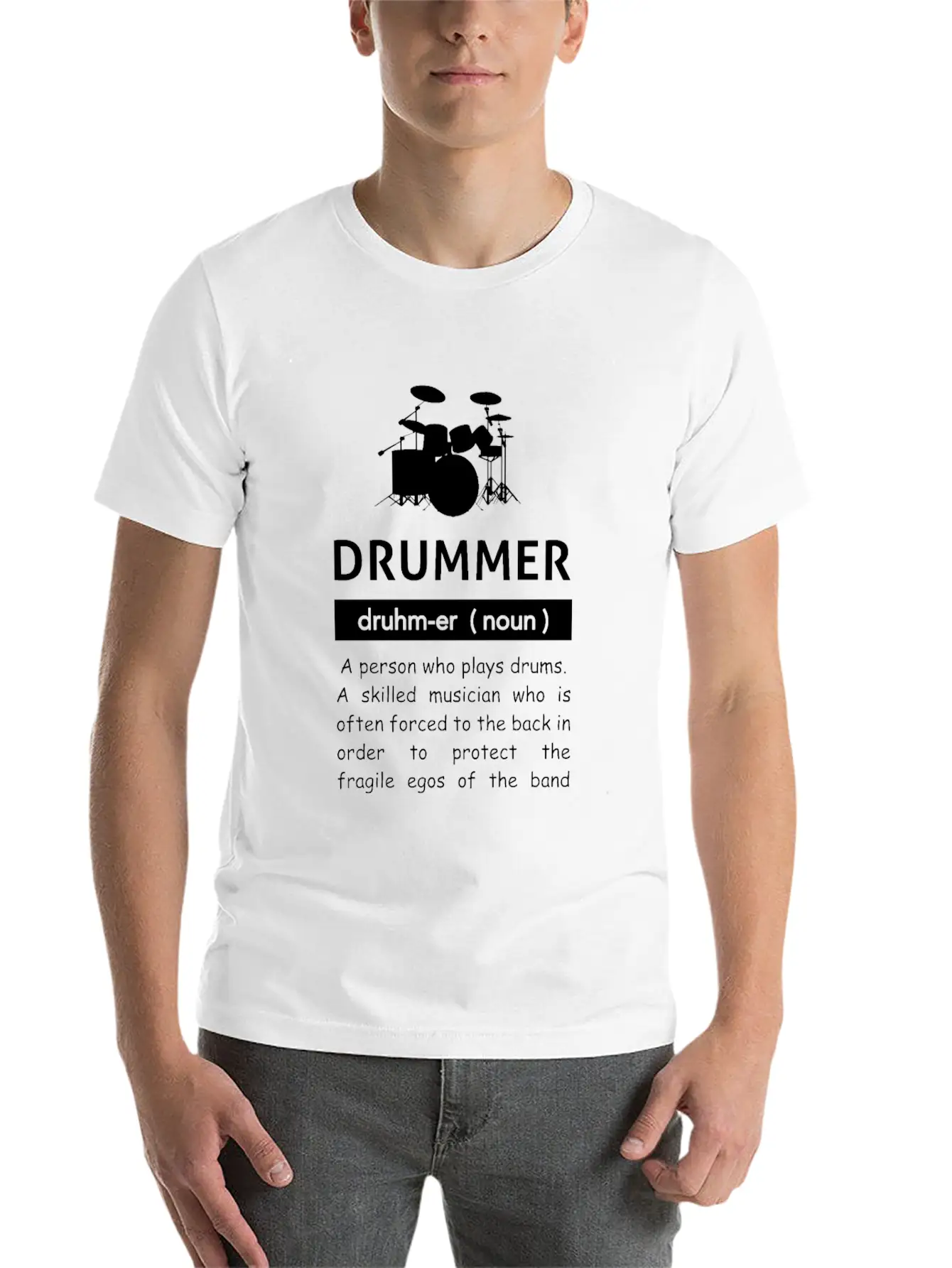 Definition Of Drummer Musician Band Unisex Short Sleeve Soft Cotton T-Shirt – Casual Everyday Wear
