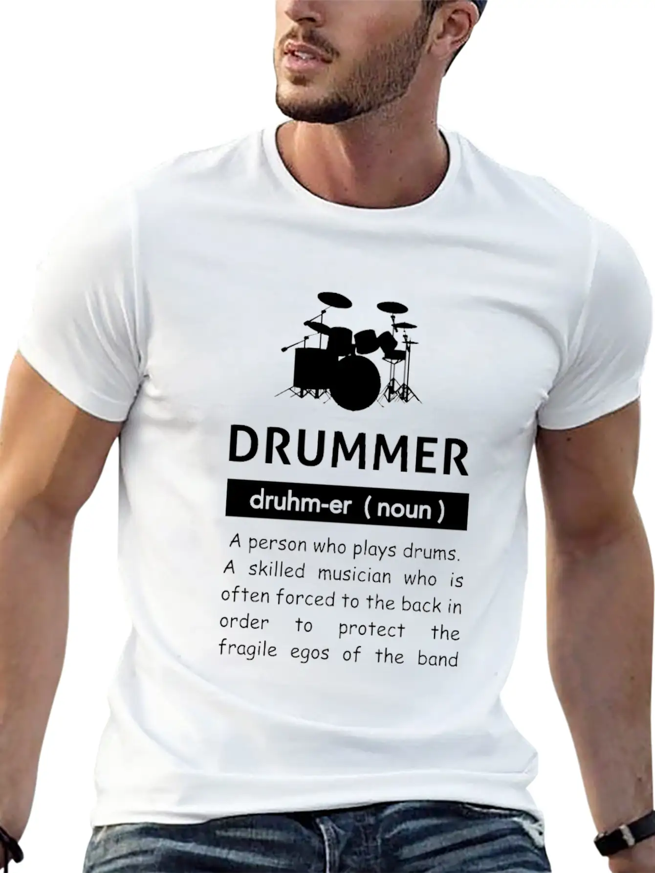 Definition Of Drummer Musician Band Unisex Short Sleeve Soft Cotton T-Shirt – Casual Everyday Wear