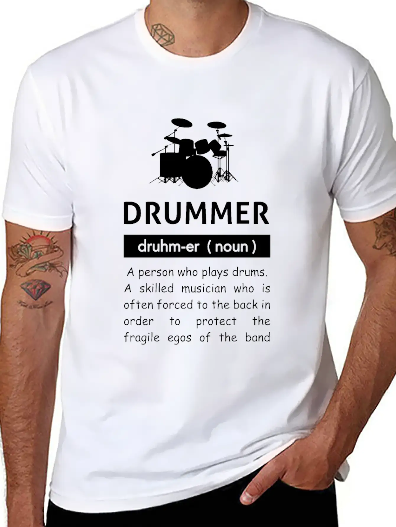 Definition Of Drummer Musician Band Unisex Short Sleeve Soft Cotton T-Shirt – Casual Everyday Wear