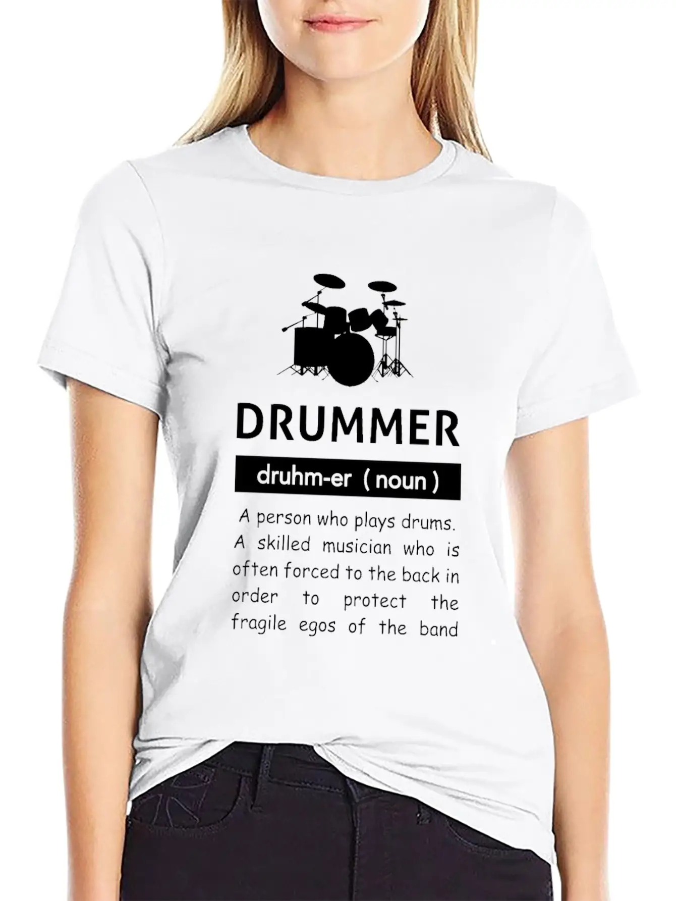 Definition Of Drummer Musician Band Unisex Short Sleeve Soft Cotton T-Shirt – Casual Everyday Wear
