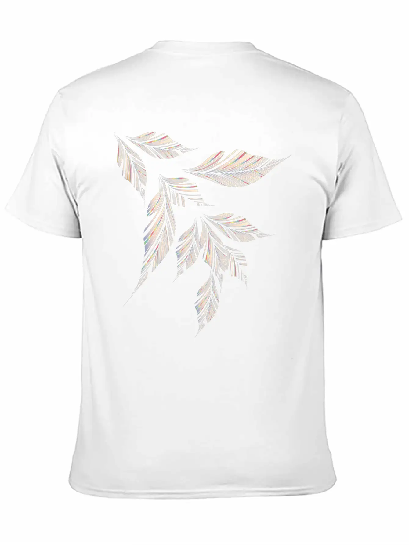 Delicately Shimmering Feathery Leaves Drawing Stylish Everyday T-Shirt – Unisex Basic Cotton Tee