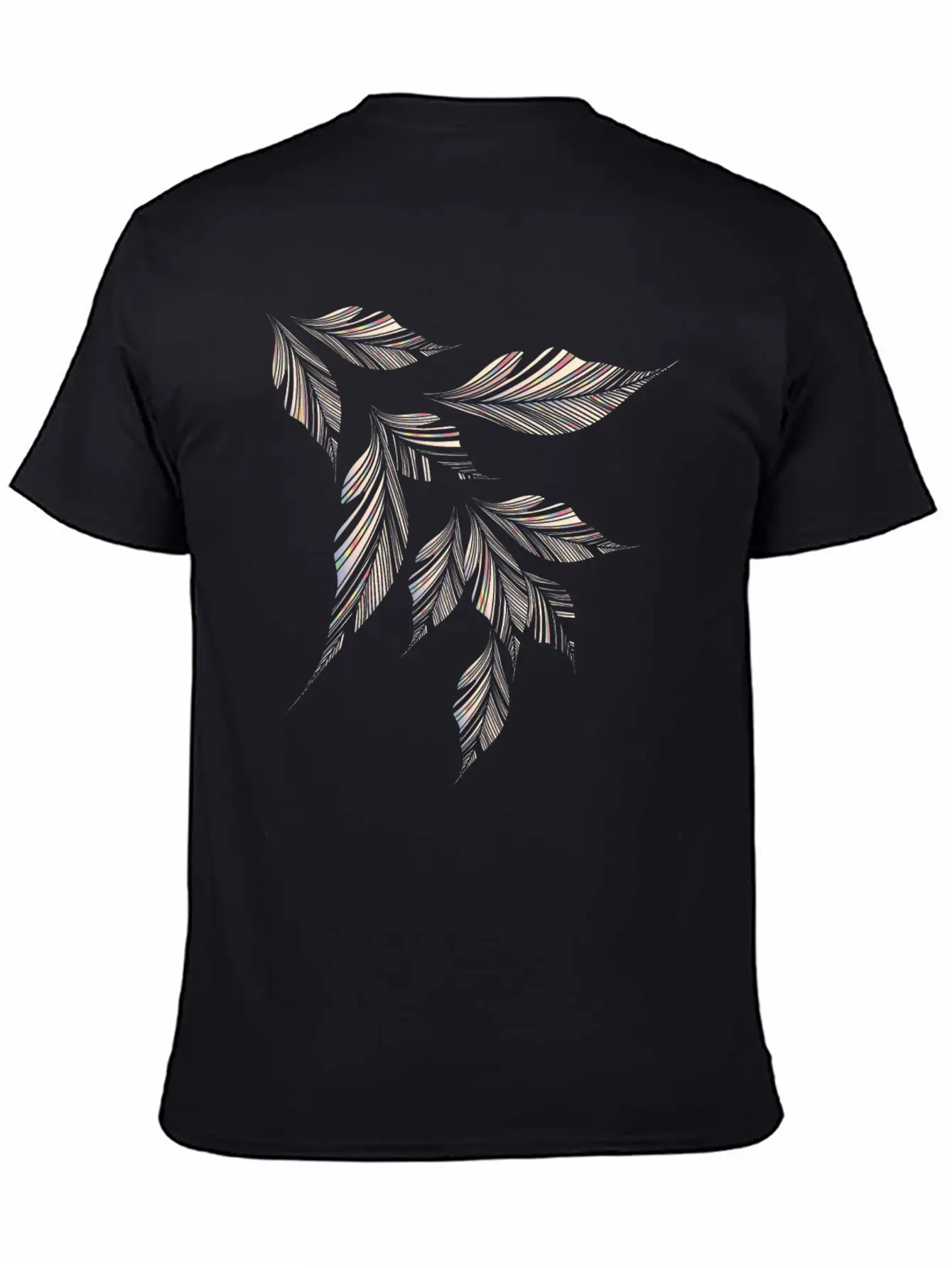 Delicately Shimmering Feathery Leaves Drawing Stylish Everyday T-Shirt – Unisex Basic Cotton Tee