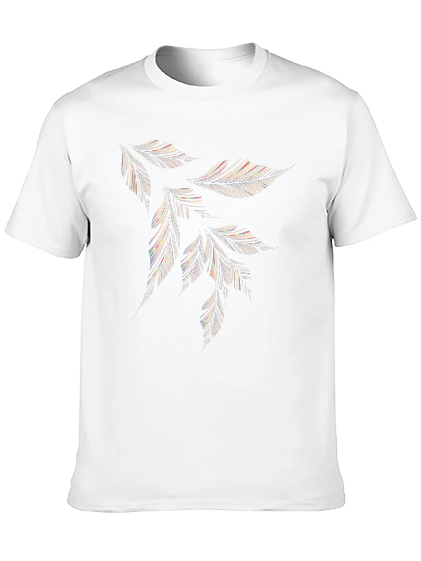 Delicately Shimmering Feathery Leaves Drawing Stylish Everyday T-Shirt – Unisex Basic Cotton Tee