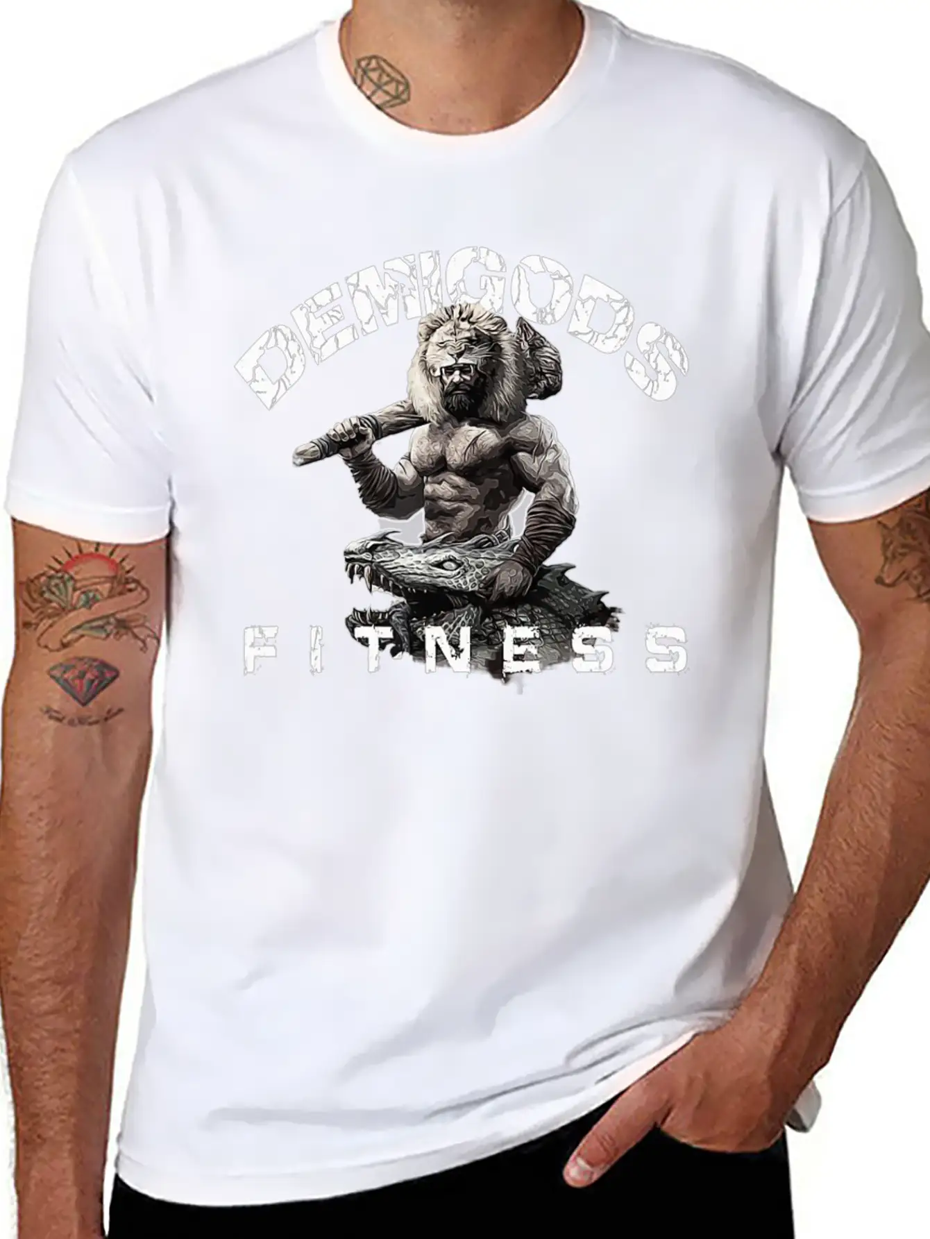 DEMIGODS FITNESS WORKOUT GYM POWER Unisex Short Sleeve Soft Cotton T-Shirt – Casual Everyday Wear