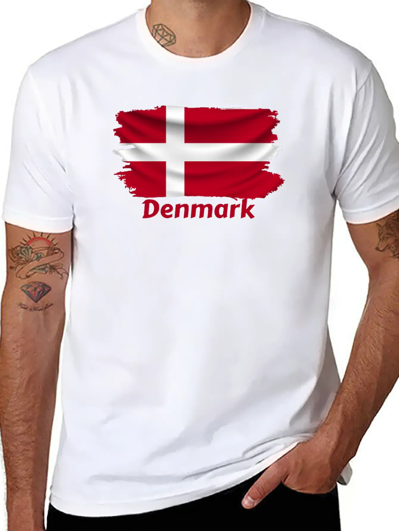 Denmark Flag Stylish Everyday T-Shirt – Unisex Basic Cotton Tee
