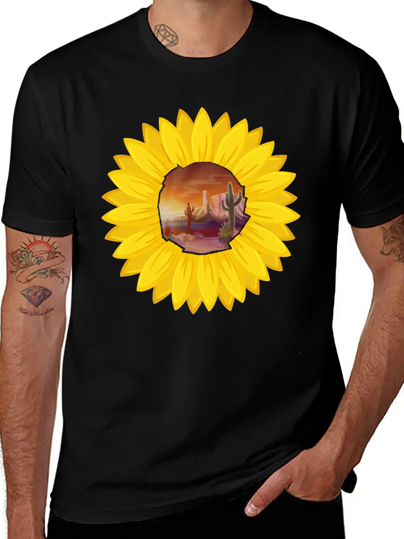 Desert And Sun Sunflower Stylish Everyday T-Shirt – Unisex Basic Cotton Tee
