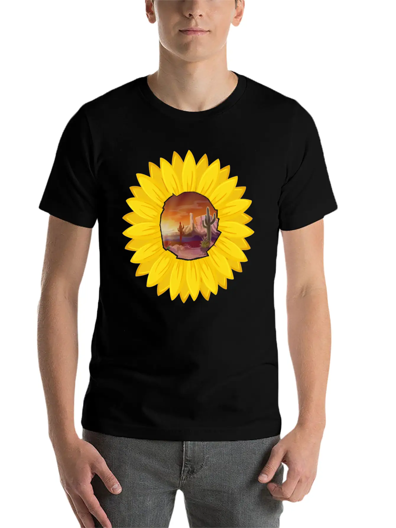 Desert And Sun Sunflower Stylish Everyday T-Shirt – Unisex Basic Cotton Tee