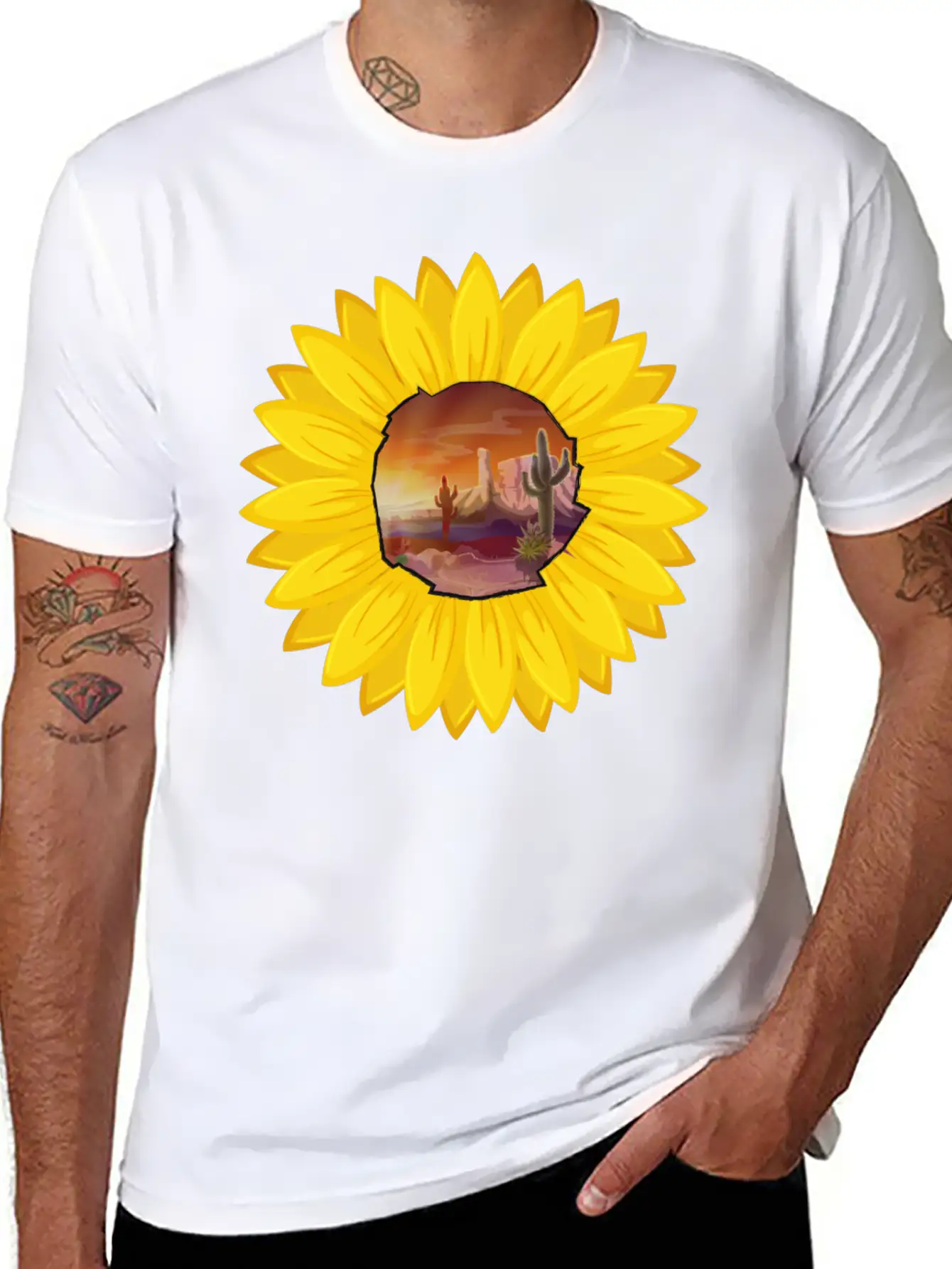 Desert And Sun Sunflower Stylish Everyday T-Shirt – Unisex Basic Cotton Tee