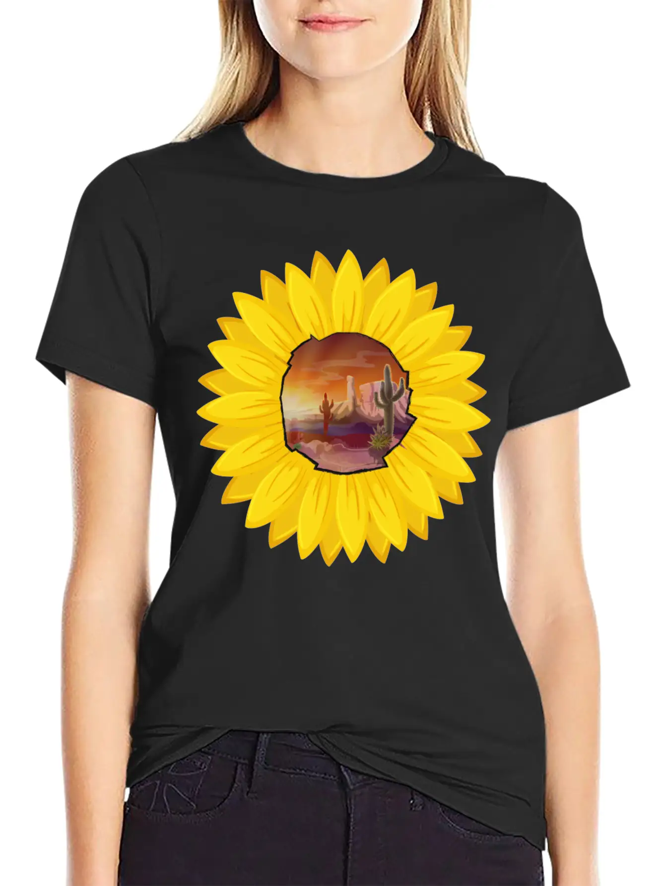 Desert And Sun Sunflower Stylish Everyday T-Shirt – Unisex Basic Cotton Tee