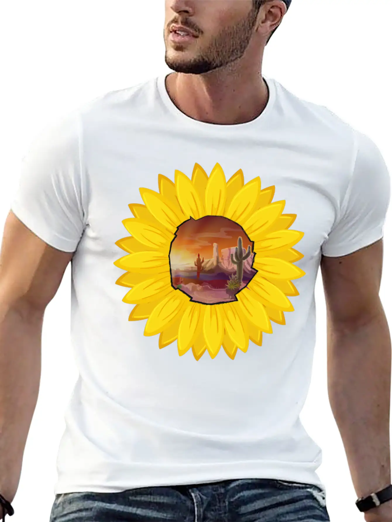 Desert And Sun Sunflower Stylish Everyday T-Shirt – Unisex Basic Cotton Tee