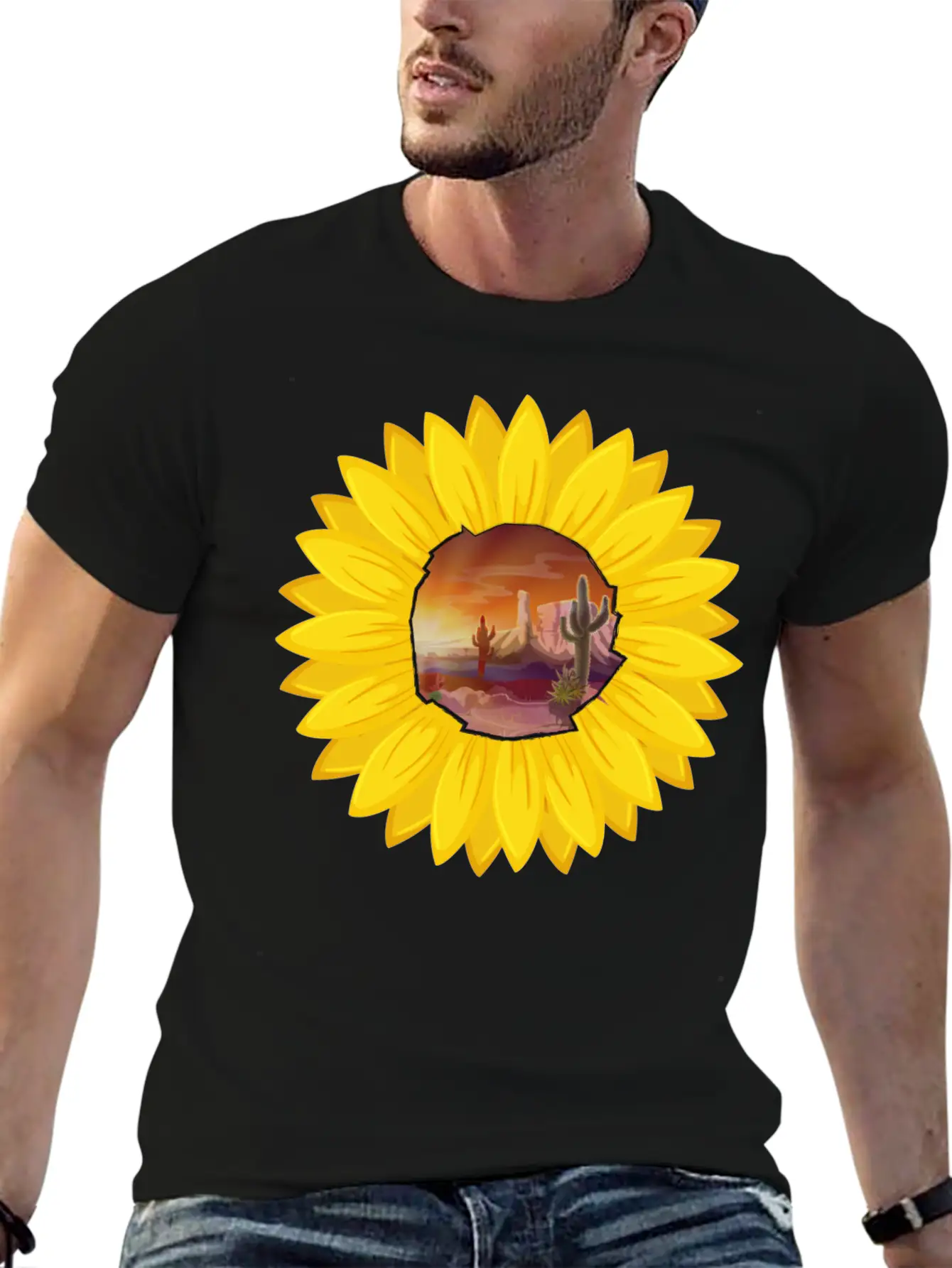 Desert And Sun Sunflower Stylish Everyday T-Shirt – Unisex Basic Cotton Tee