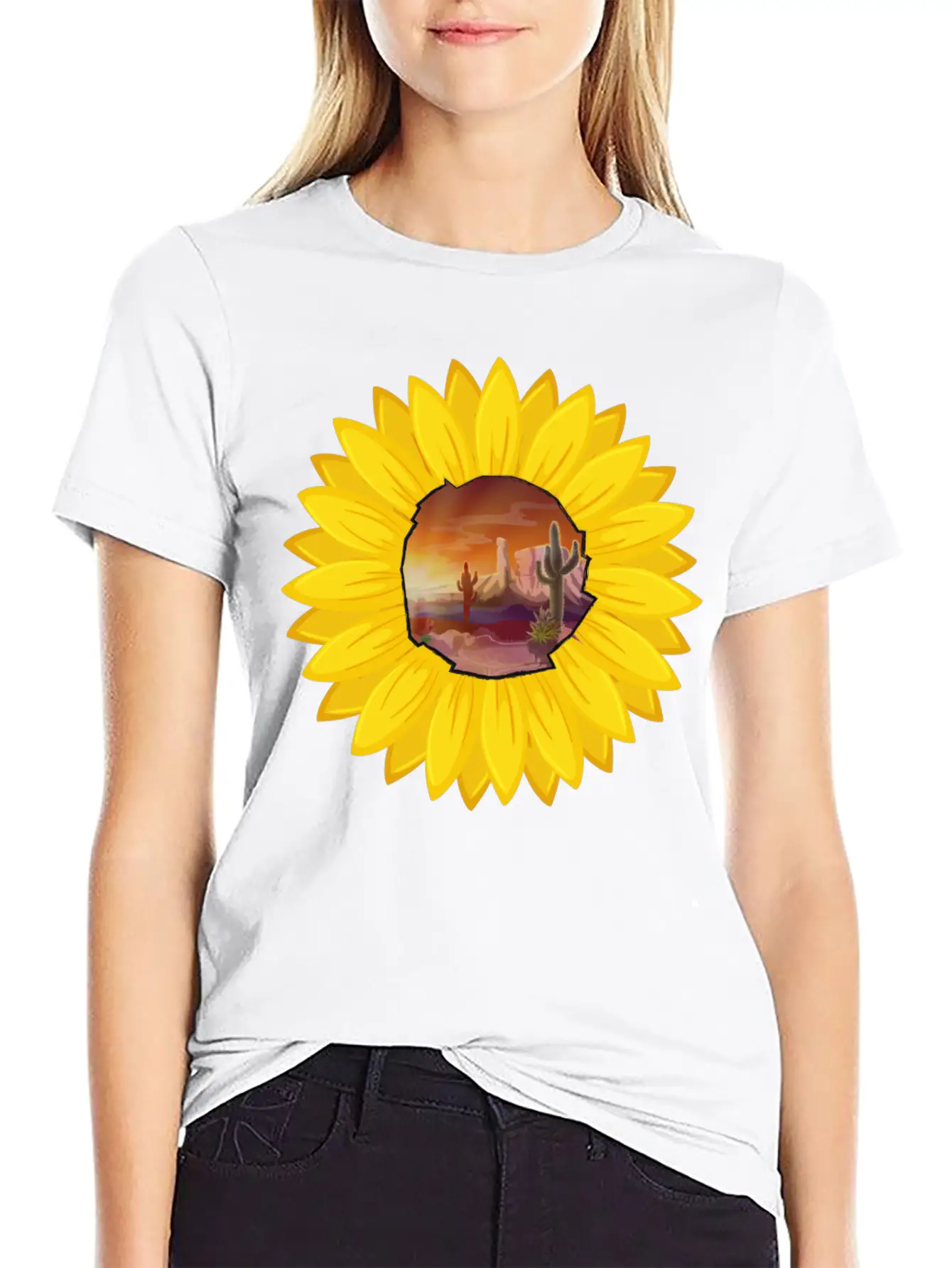 Desert And Sun Sunflower Stylish Everyday T-Shirt – Unisex Basic Cotton Tee