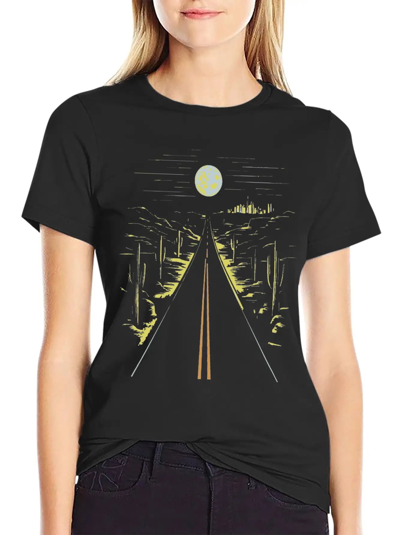 Desert Darlin On A Dark Desert Highway Unisex Short Sleeve Soft Cotton T-Shirt – Casual Everyday Wear