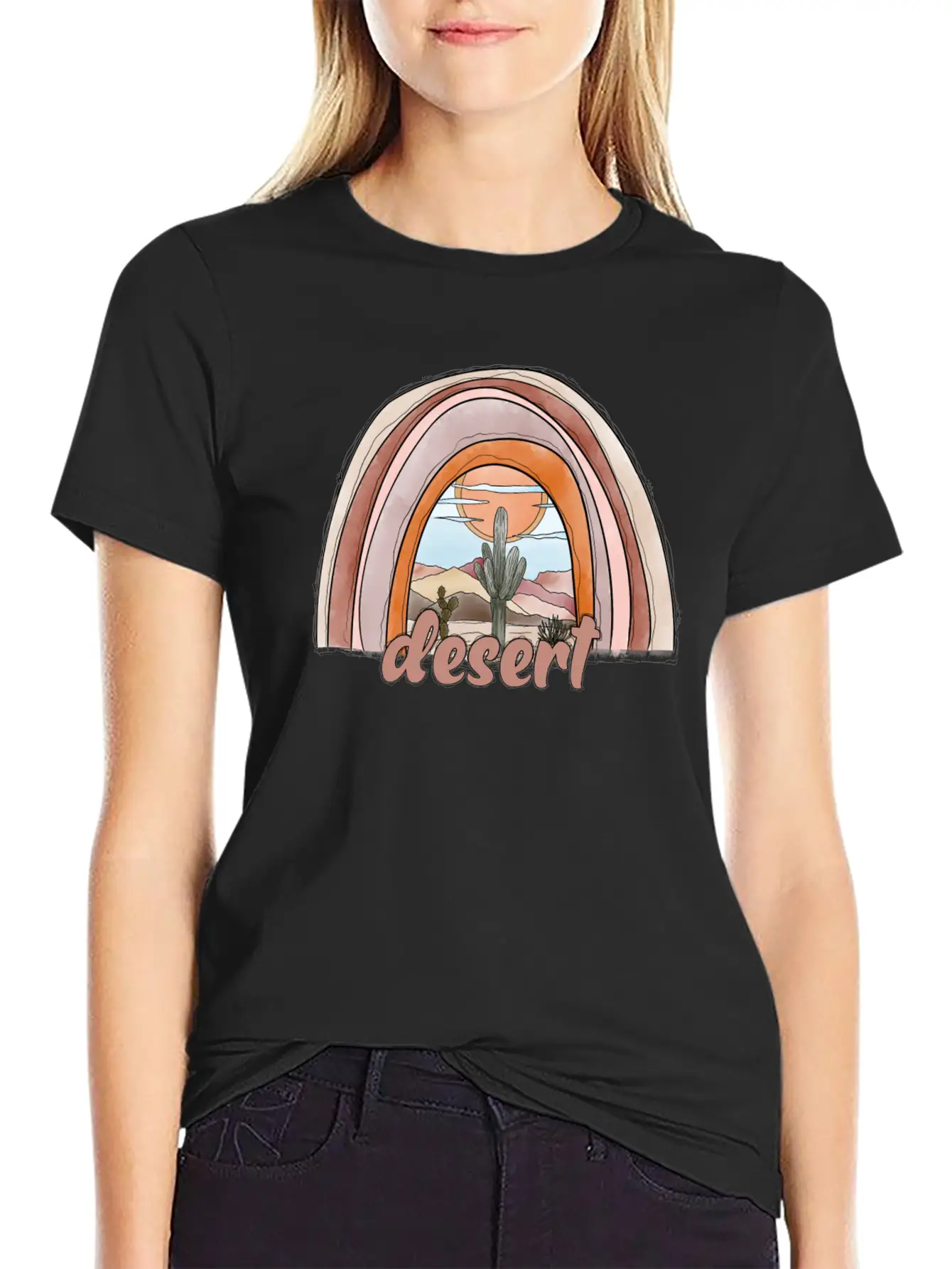 Desert Rainbow Timeless Short Sleeve Tee – Comfy And Minimalist Design