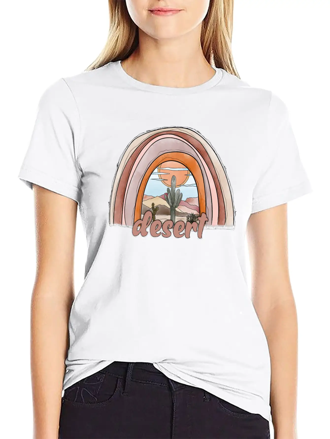 Desert Rainbow Timeless Short Sleeve Tee – Comfy And Minimalist Design