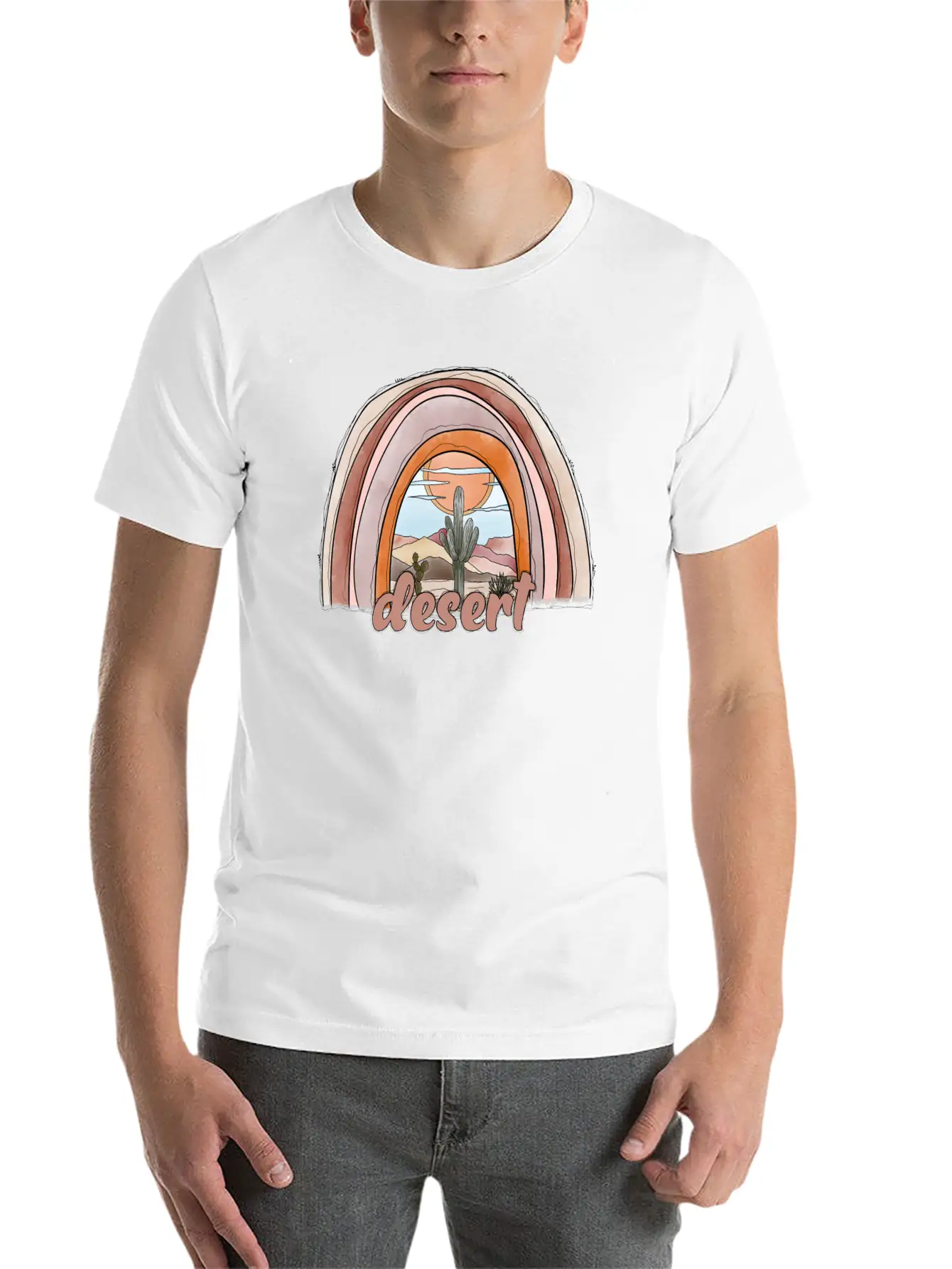 Desert Rainbow Timeless Short Sleeve Tee – Comfy And Minimalist Design