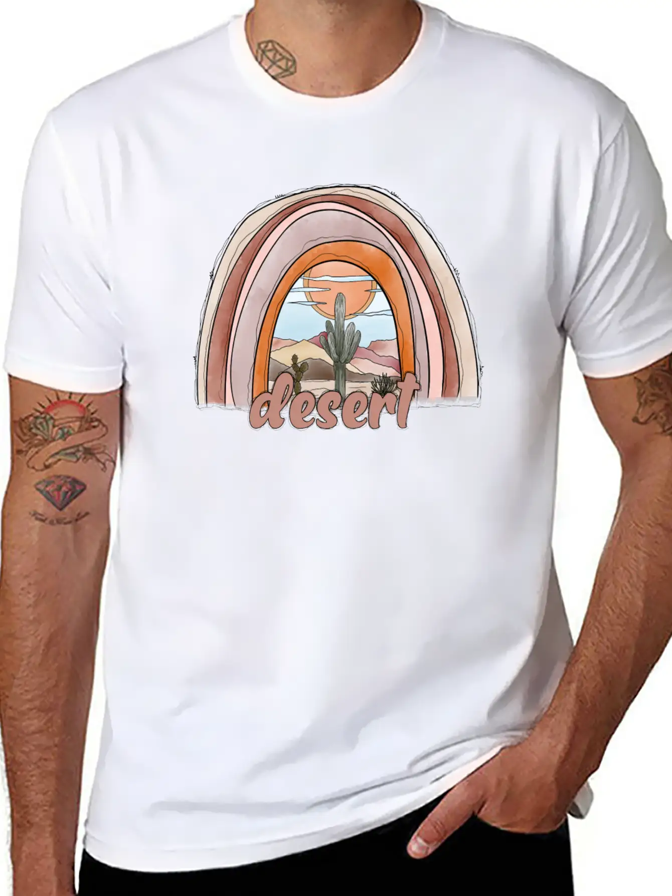 Desert Rainbow Timeless Short Sleeve Tee – Comfy And Minimalist Design