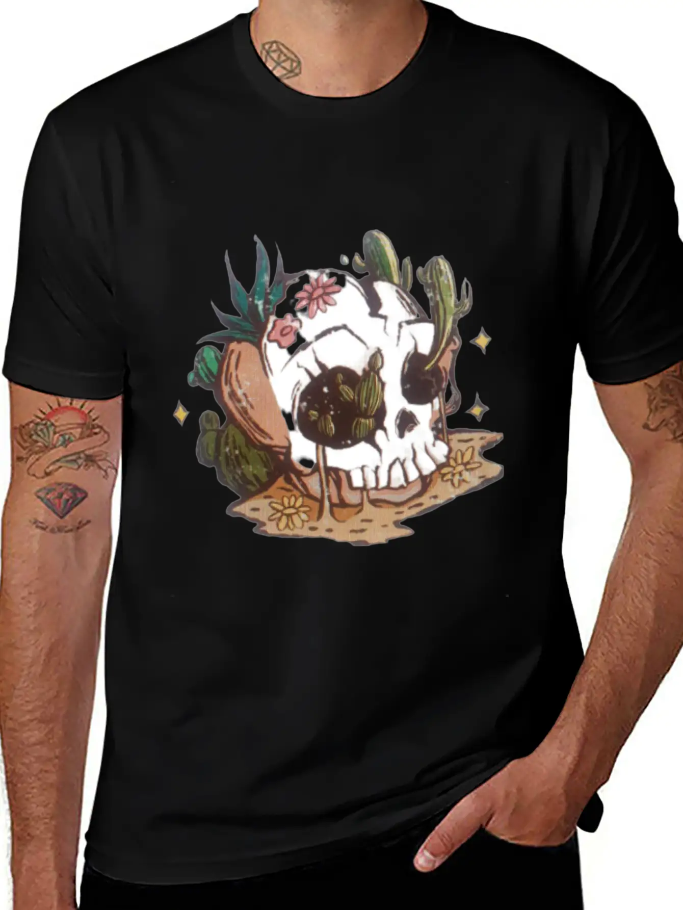 Desert Skull Unisex Short Sleeve Soft Cotton T-Shirt – Casual Everyday Wear