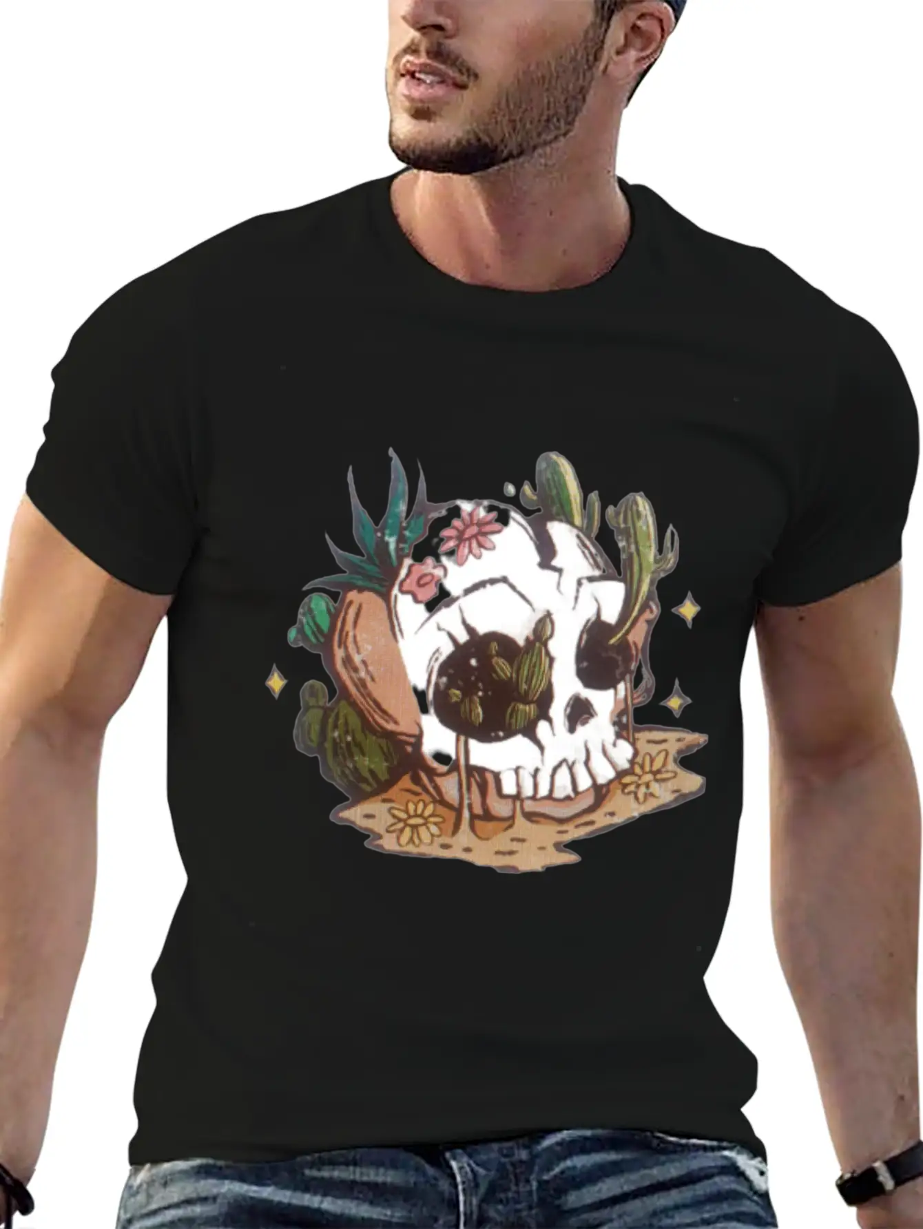 Desert Skull Unisex Short Sleeve Soft Cotton T-Shirt – Casual Everyday Wear