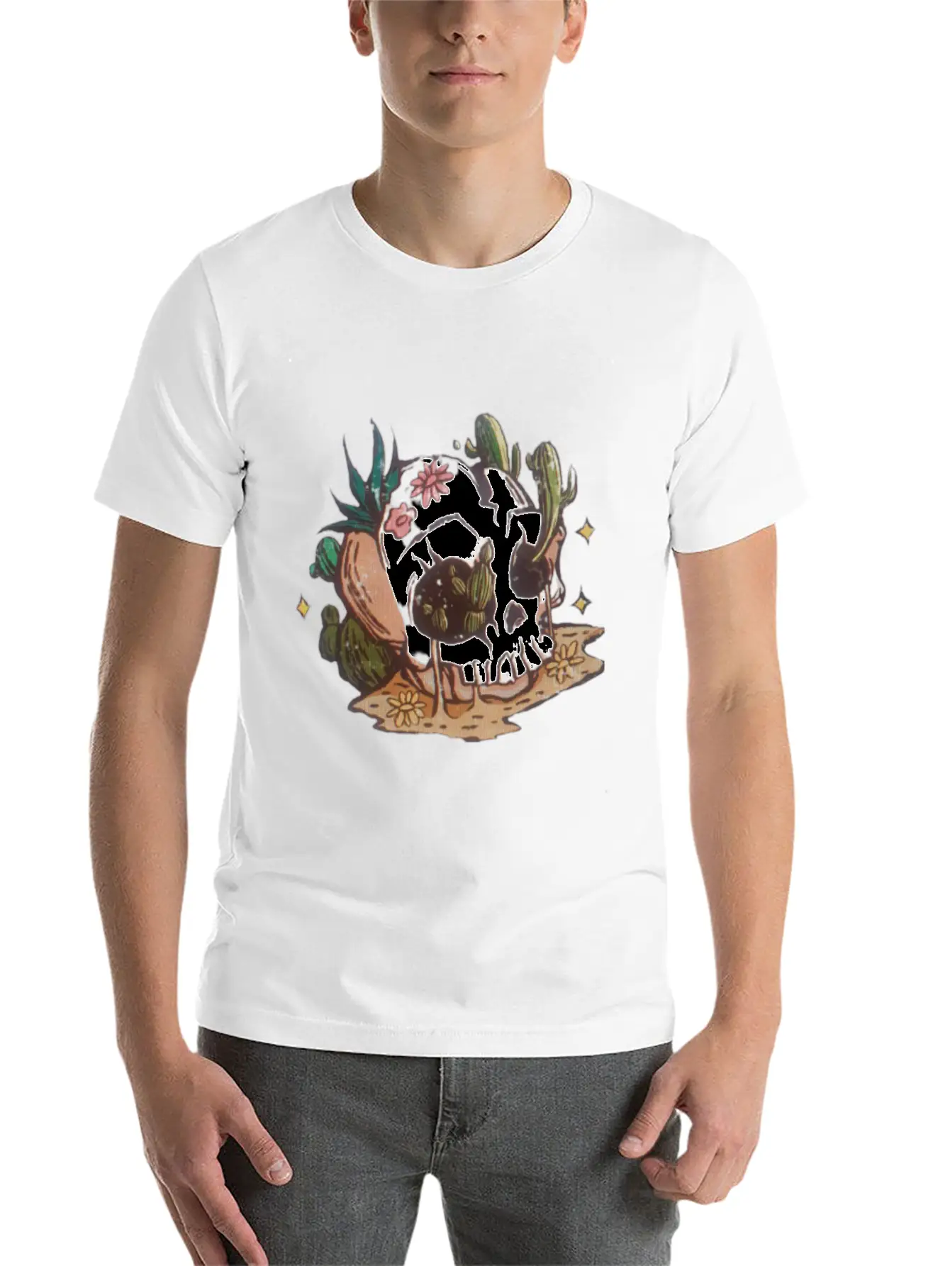 Desert Skull Unisex Short Sleeve Soft Cotton T-Shirt – Casual Everyday Wear