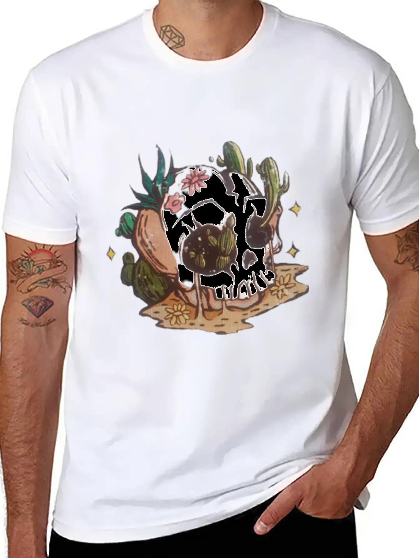 Desert Skull Unisex Short Sleeve Soft Cotton T-Shirt – Casual Everyday Wear