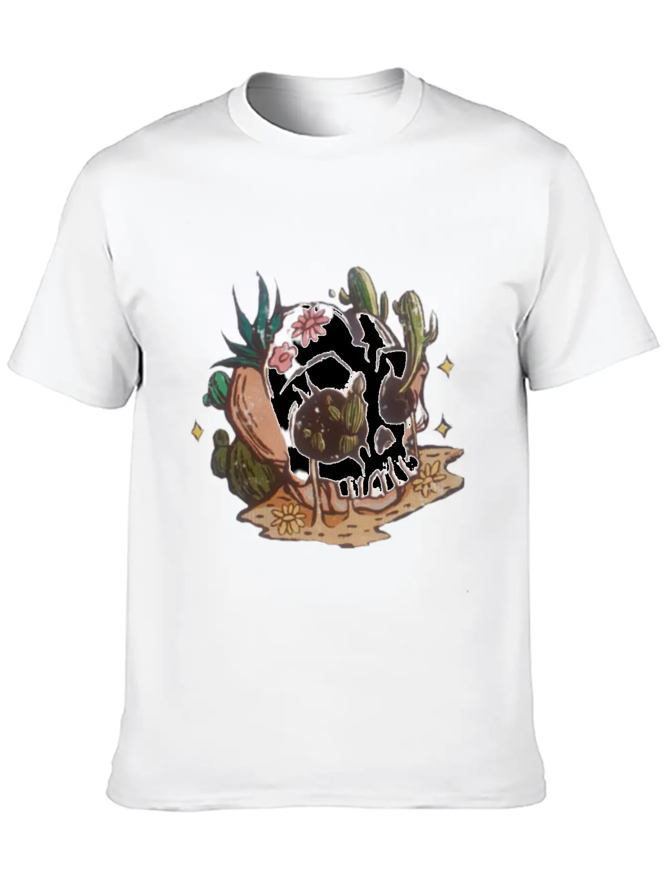 Desert Skull Unisex Short Sleeve Soft Cotton T-Shirt – Casual Everyday Wear