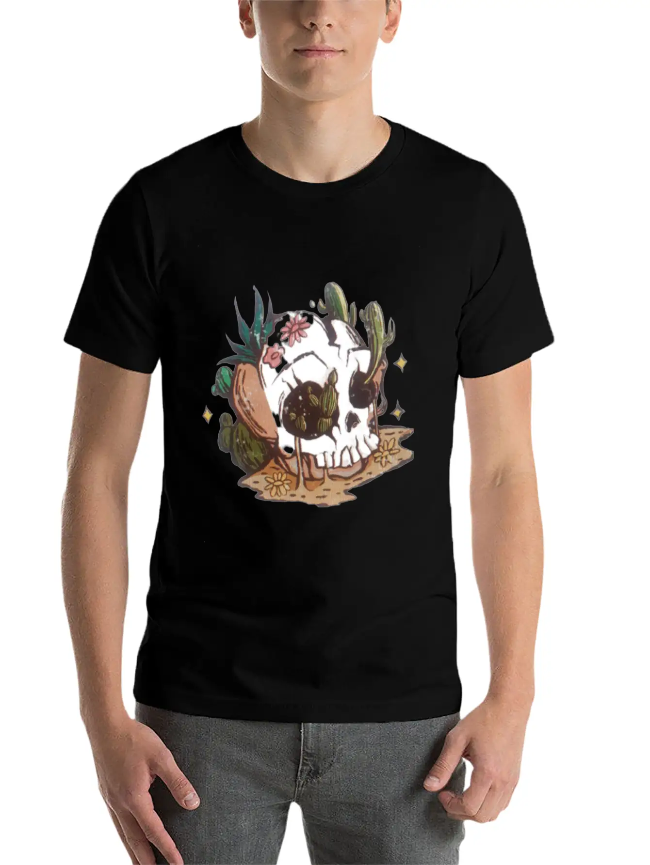 Desert Skull Unisex Short Sleeve Soft Cotton T-Shirt – Casual Everyday Wear