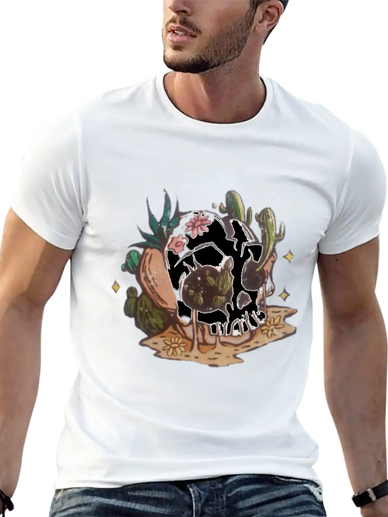 Desert Skull Unisex Short Sleeve Soft Cotton T-Shirt – Casual Everyday Wear