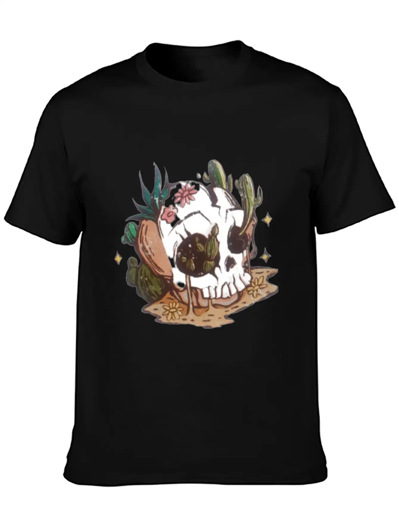 Desert Skull Unisex Short Sleeve Soft Cotton T-Shirt – Casual Everyday Wear