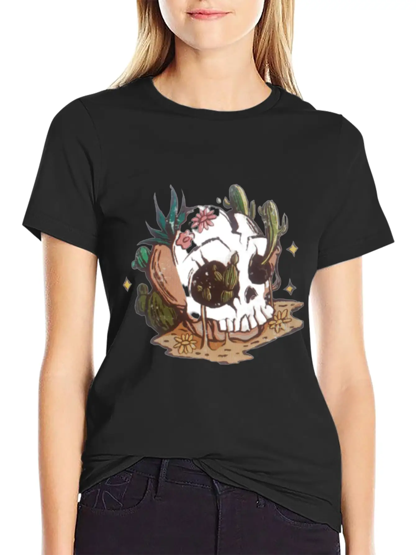 Desert Skull Unisex Short Sleeve Soft Cotton T-Shirt – Casual Everyday Wear