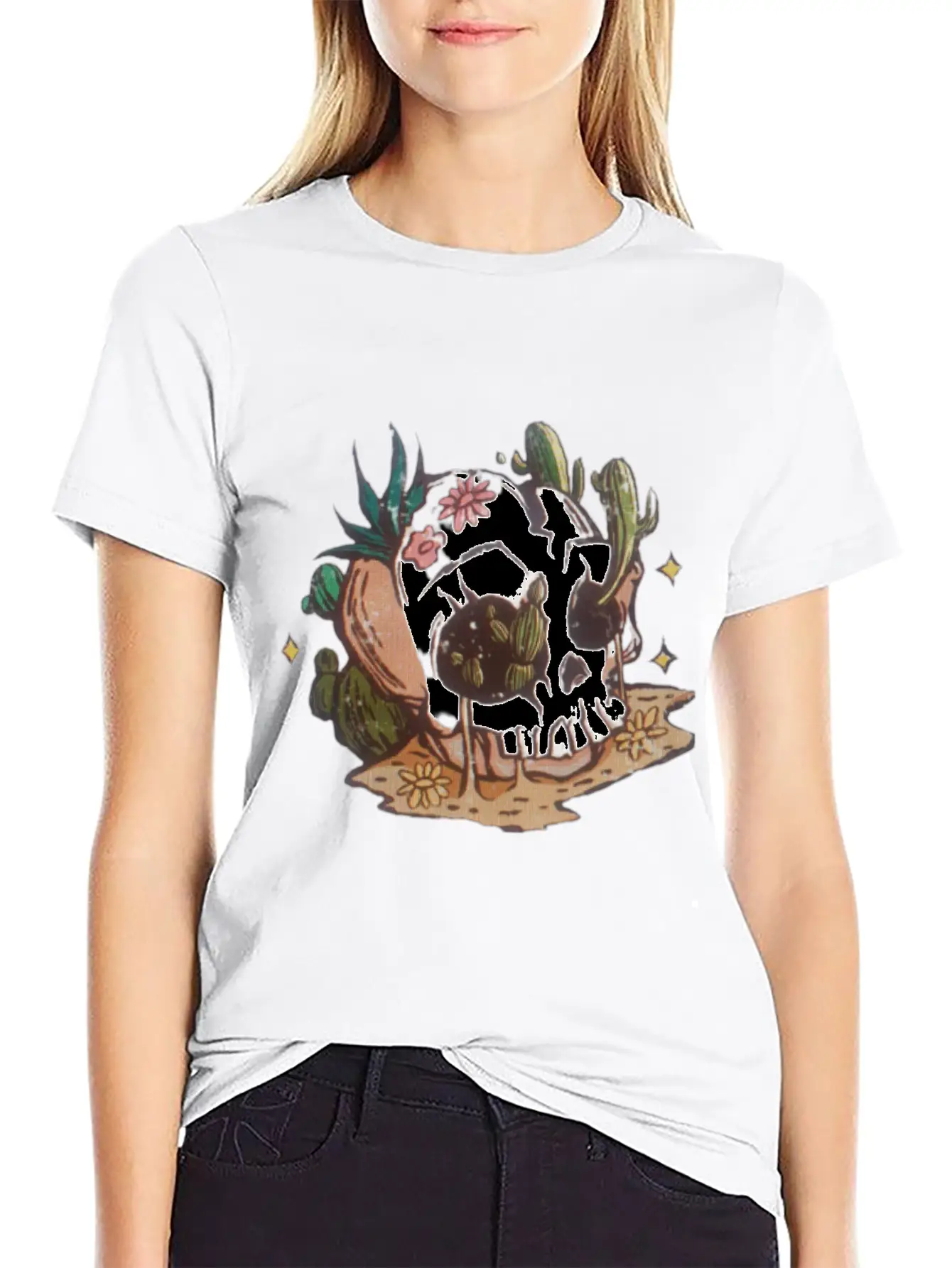 Desert Skull Unisex Short Sleeve Soft Cotton T-Shirt – Casual Everyday Wear