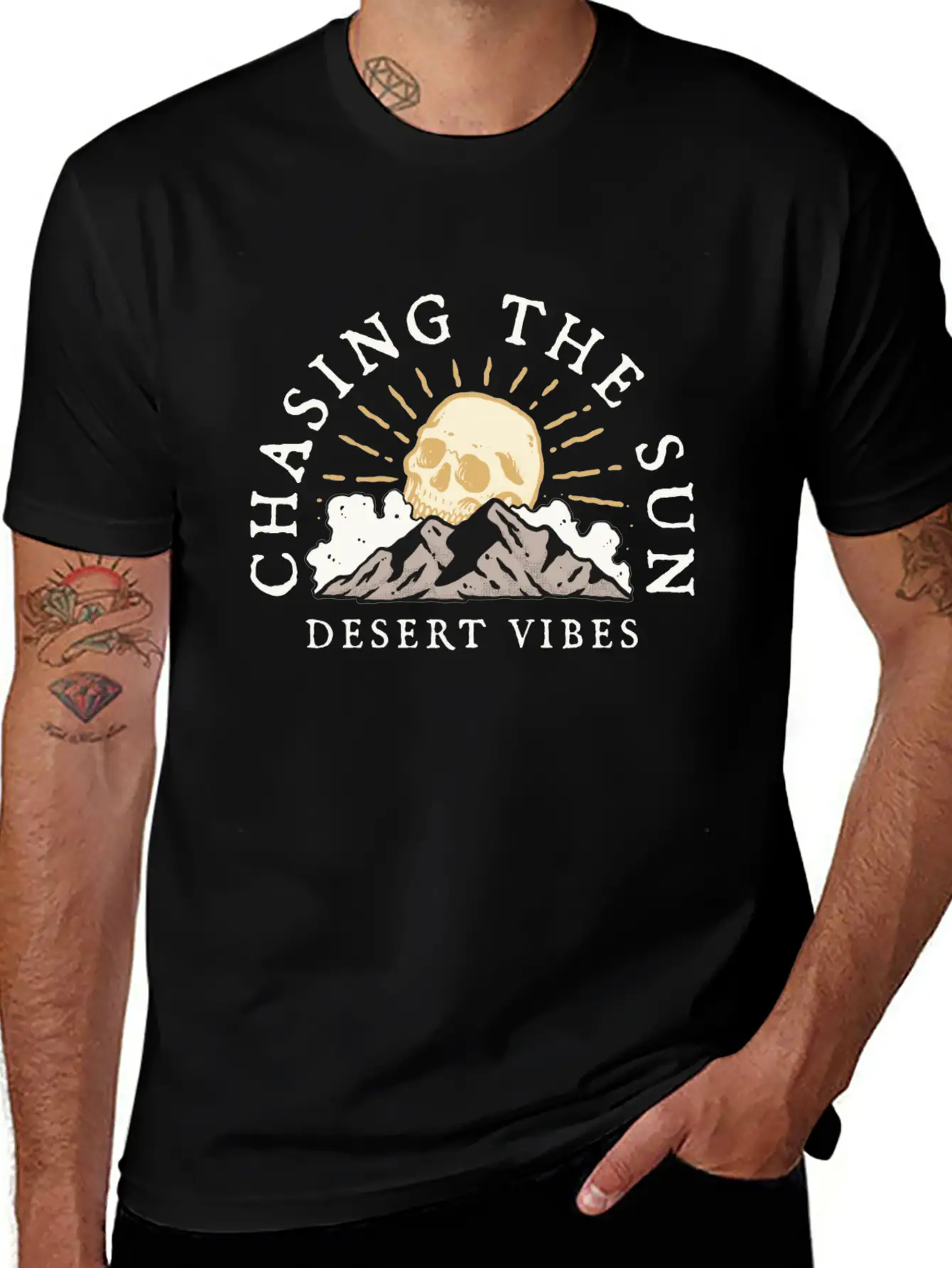 DESERT VIBE - SKULL Unisex Short Sleeve Soft Cotton T-Shirt – Casual Everyday Wear