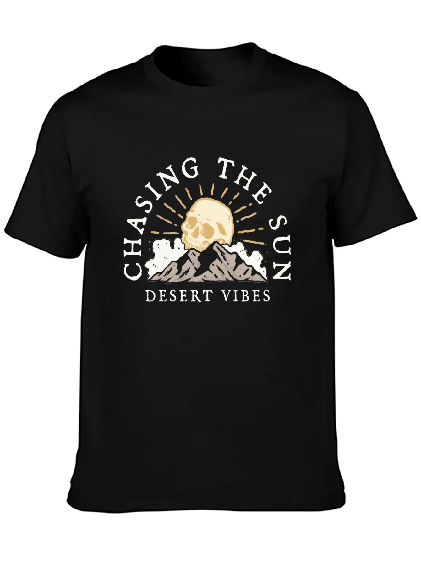 DESERT VIBE - SKULL Unisex Short Sleeve Soft Cotton T-Shirt – Casual Everyday Wear