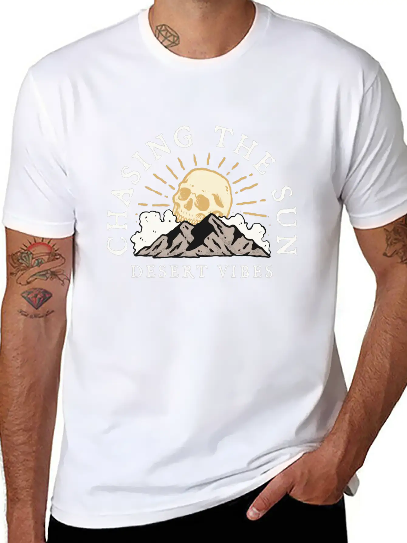 DESERT VIBE - SKULL Unisex Short Sleeve Soft Cotton T-Shirt – Casual Everyday Wear