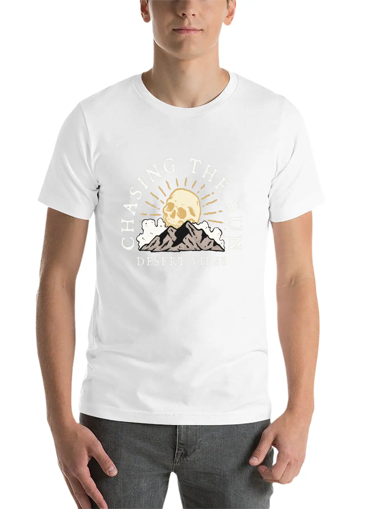 DESERT VIBE - SKULL Unisex Short Sleeve Soft Cotton T-Shirt – Casual Everyday Wear