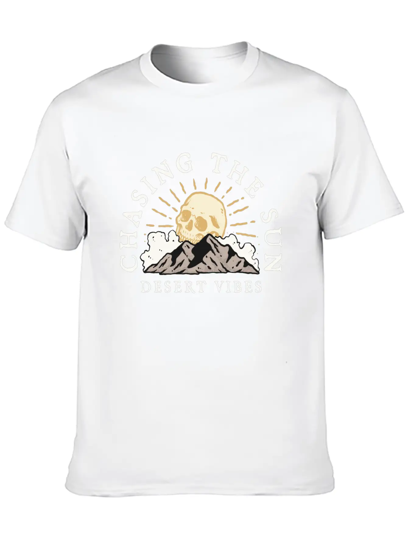 DESERT VIBE - SKULL Unisex Short Sleeve Soft Cotton T-Shirt – Casual Everyday Wear