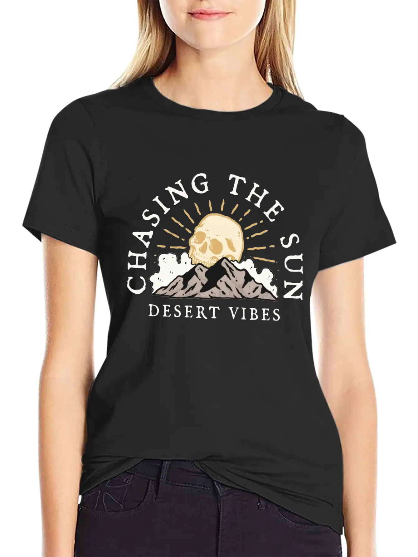 DESERT VIBE - SKULL Unisex Short Sleeve Soft Cotton T-Shirt – Casual Everyday Wear