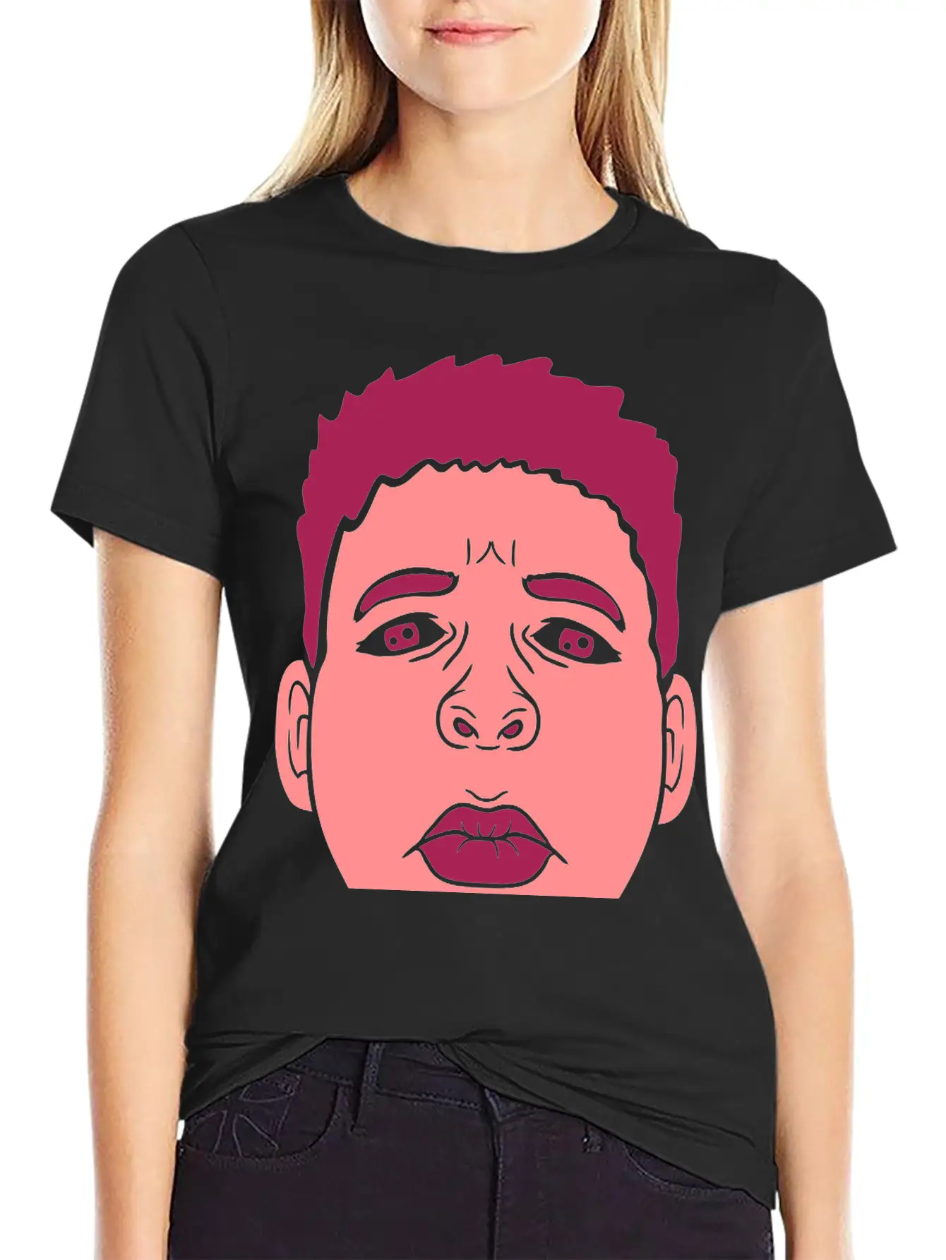 Design Kiss Mouth Sad Comfortable Minimalist Graphic Tee – Summer Style Essential