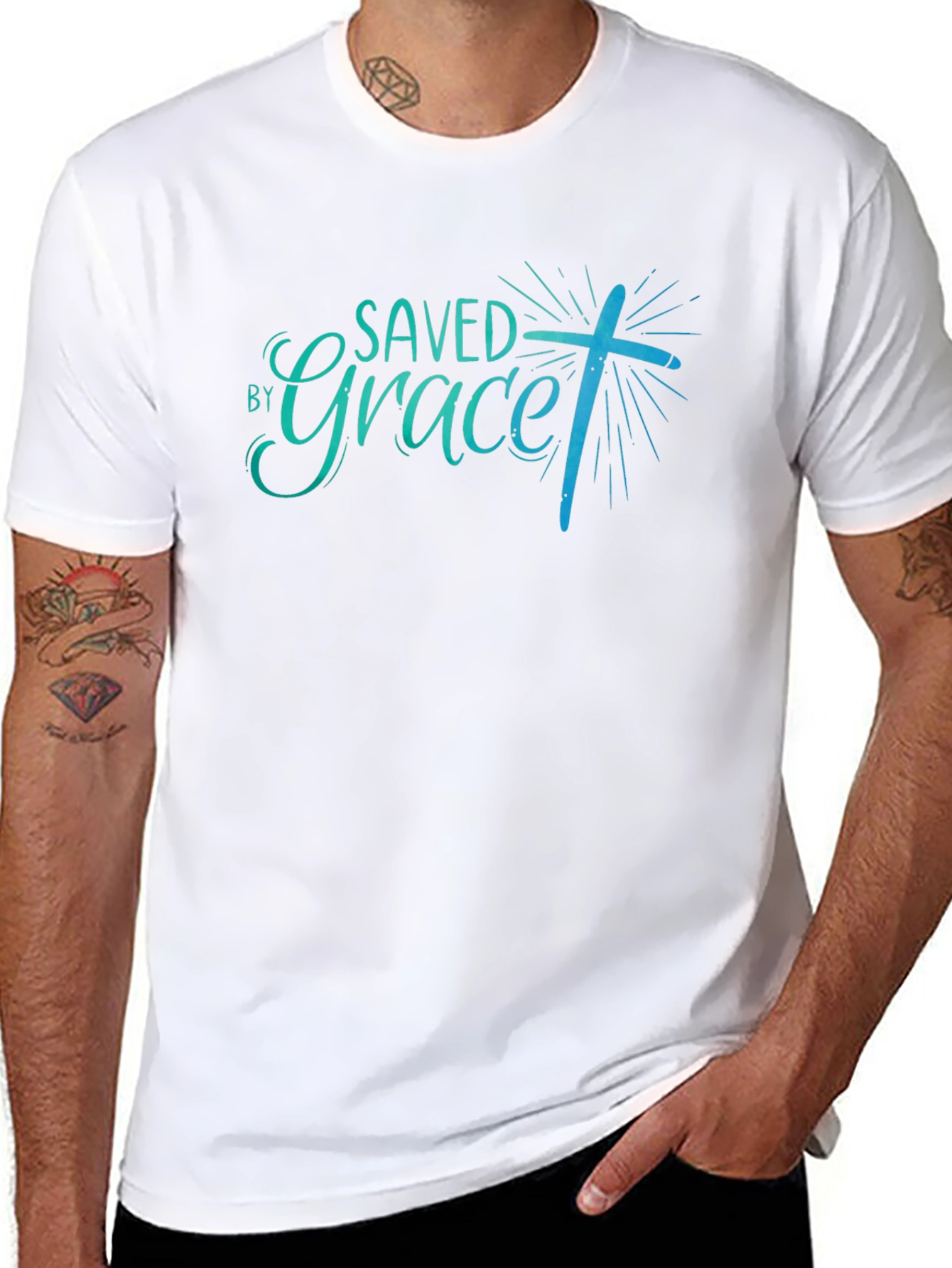 Saved By Grace Black Christian T-Shirt
