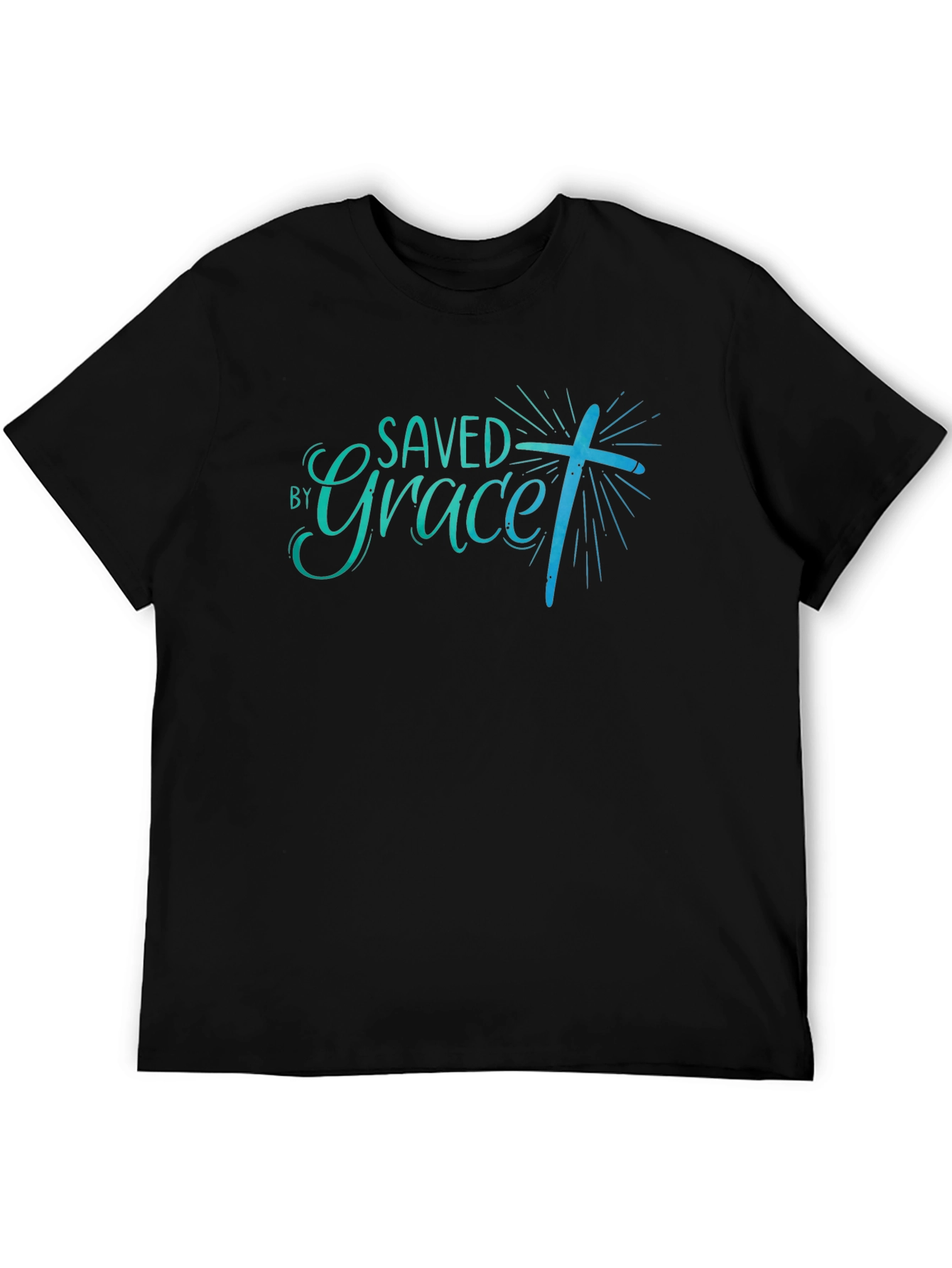 Saved By Grace Black Christian T-Shirt