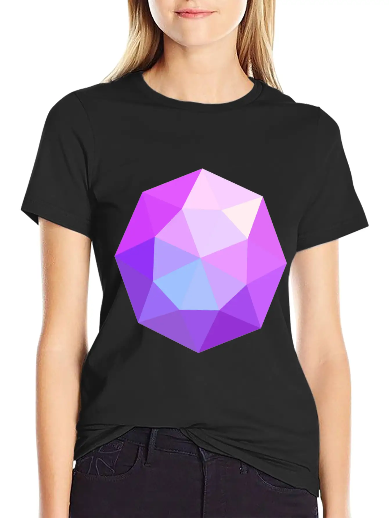 Diamond Geometric Pink Comfortable Minimalist Graphic Tee – Summer Style Essential