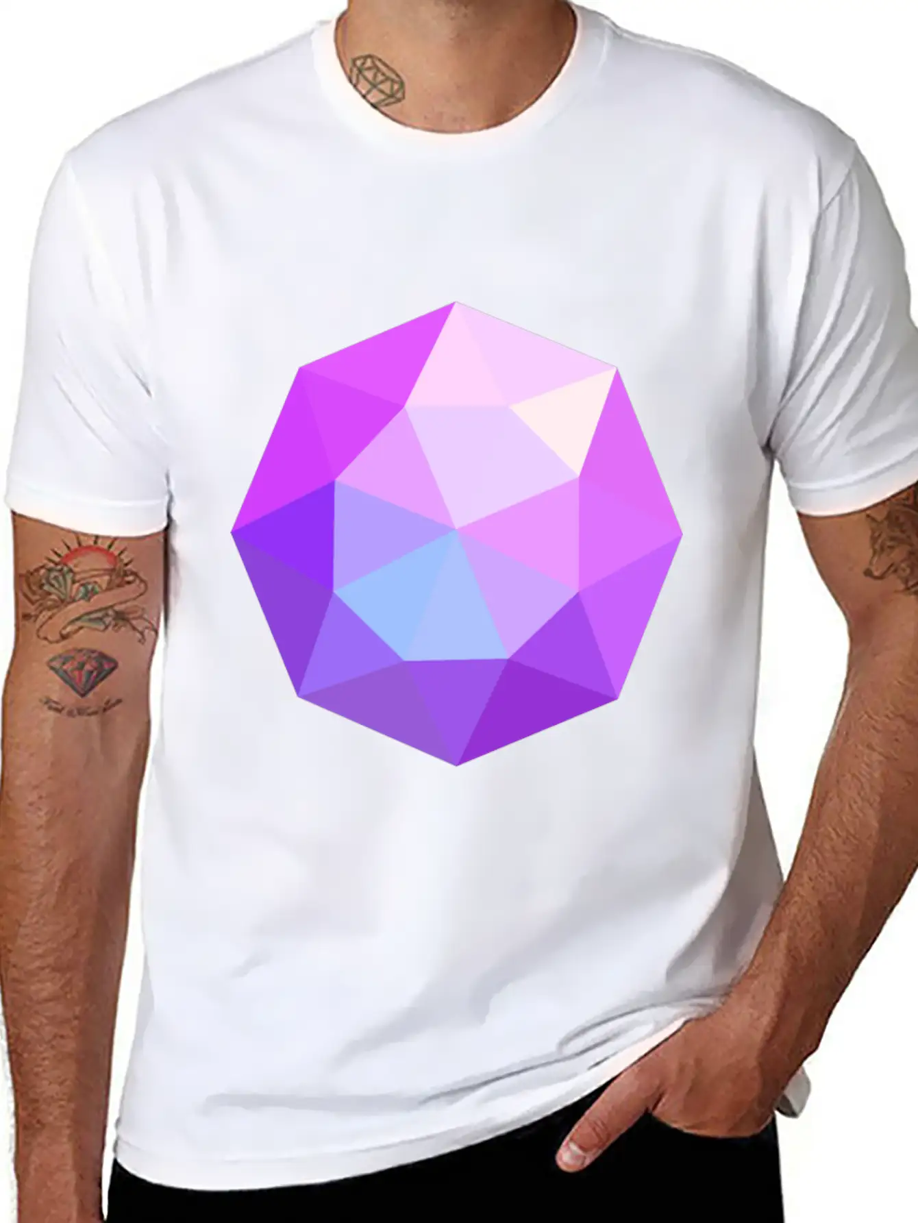 Diamond Geometric Pink Comfortable Minimalist Graphic Tee – Summer Style Essential