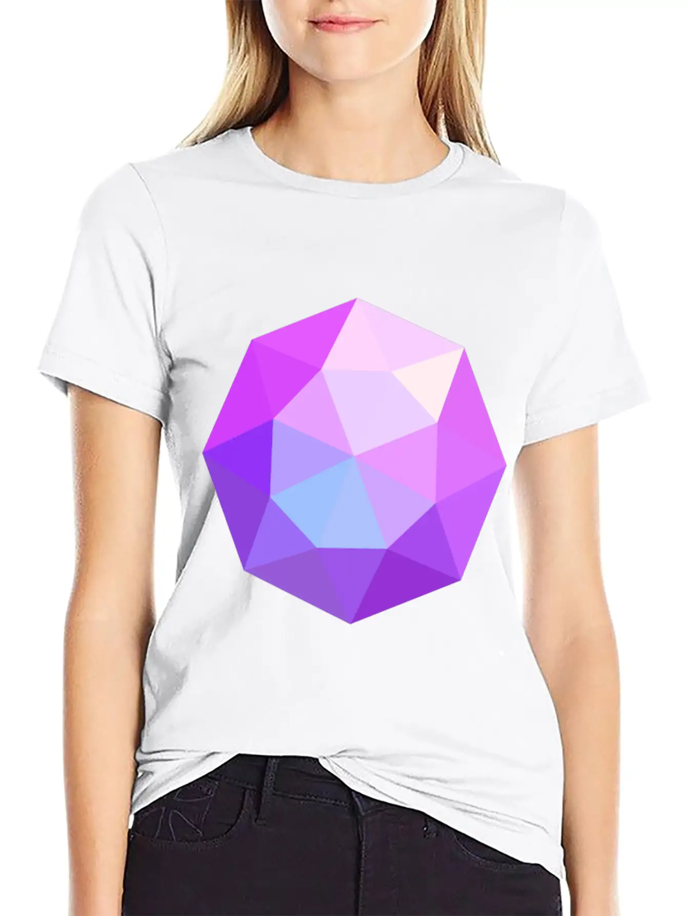 Diamond Geometric Pink Comfortable Minimalist Graphic Tee – Summer Style Essential