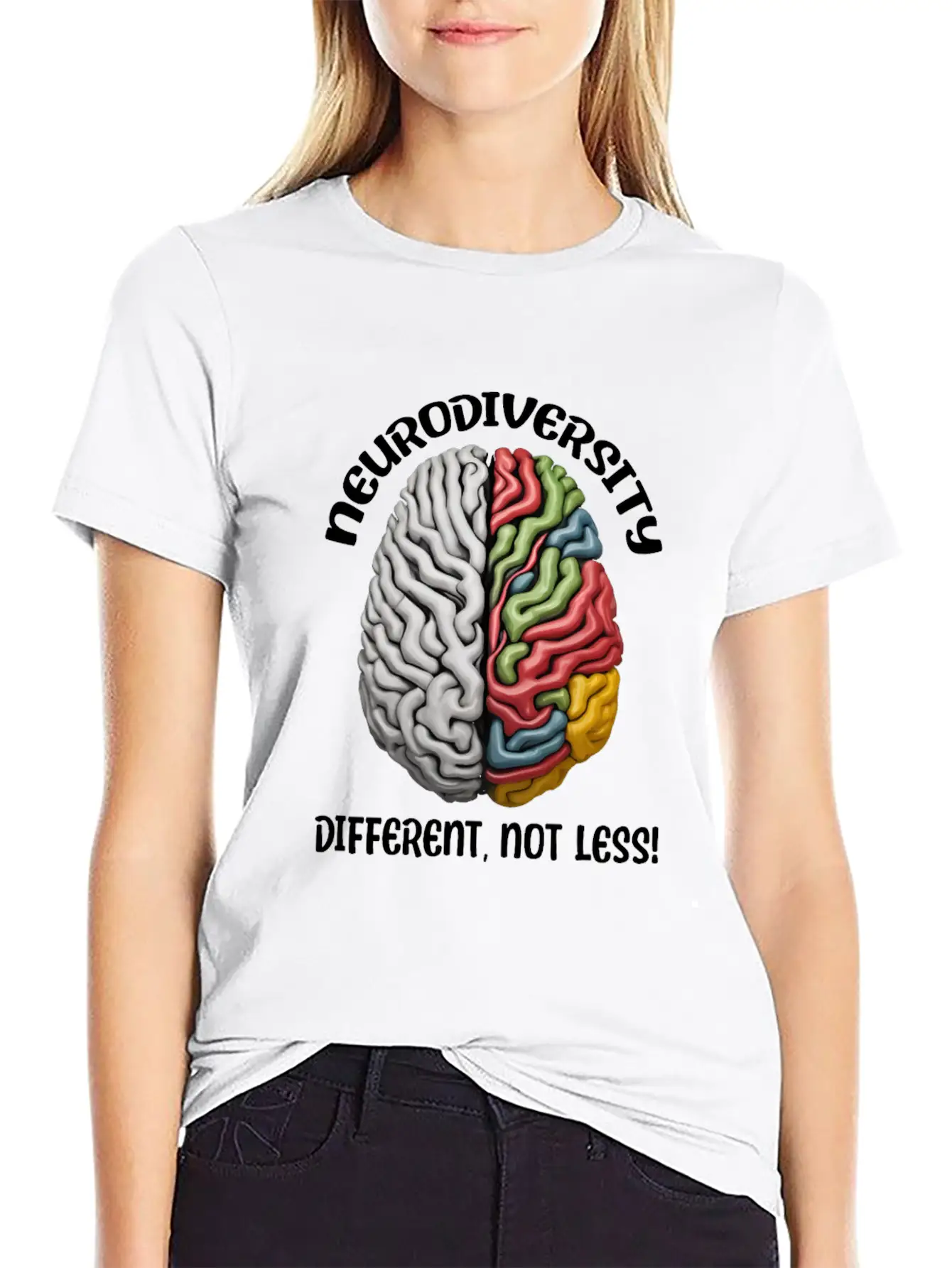 "Different, Not Less" Neurodiversity Stylish Everyday T-Shirt – Unisex Basic Cotton Tee