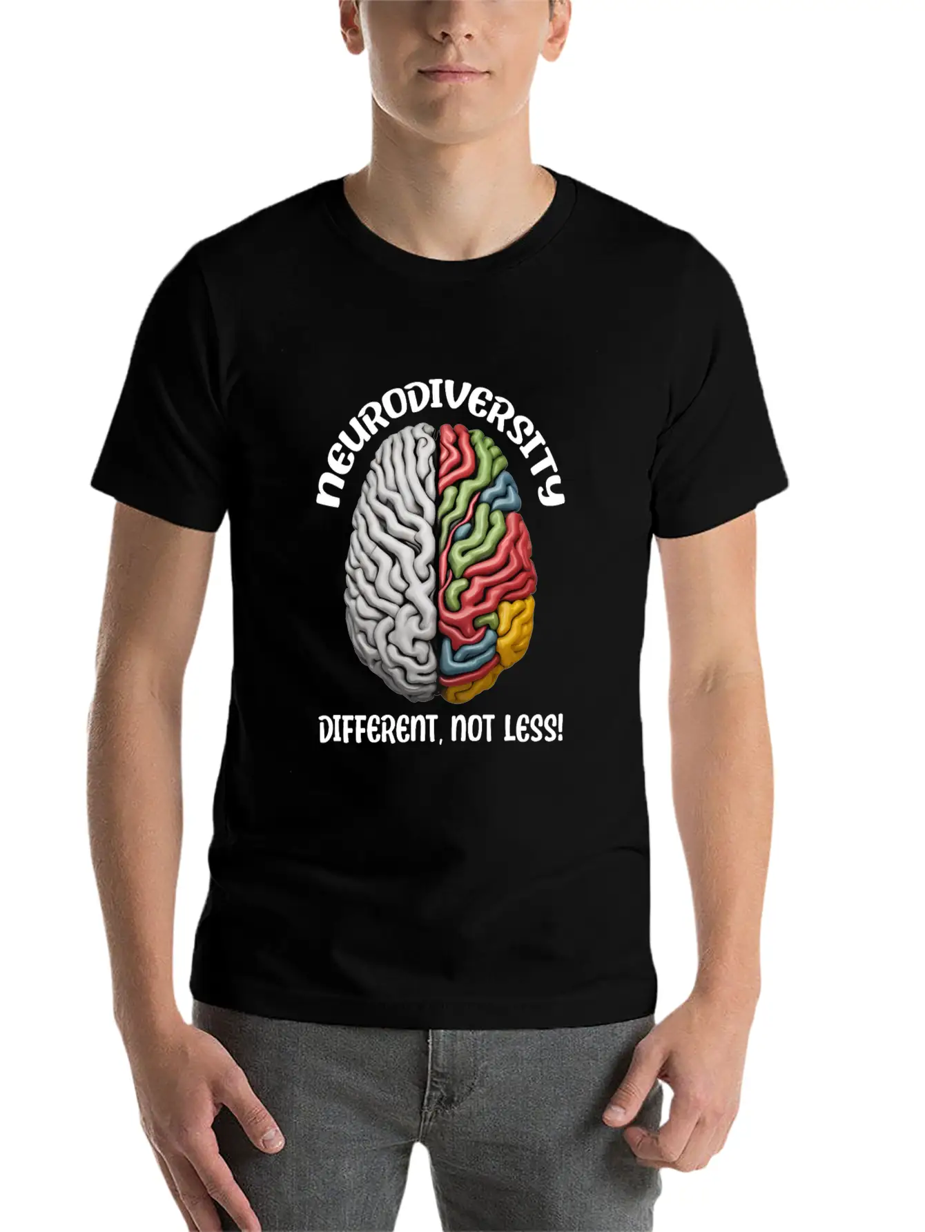 "Different, Not Less" Neurodiversity Stylish Everyday T-Shirt – Unisex Basic Cotton Tee