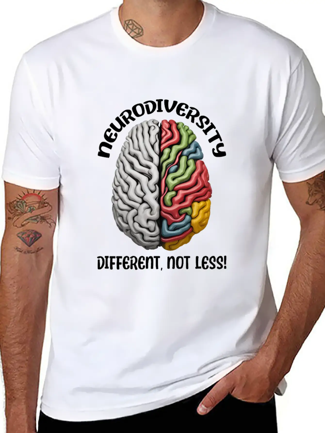 "Different, Not Less" Neurodiversity Stylish Everyday T-Shirt – Unisex Basic Cotton Tee