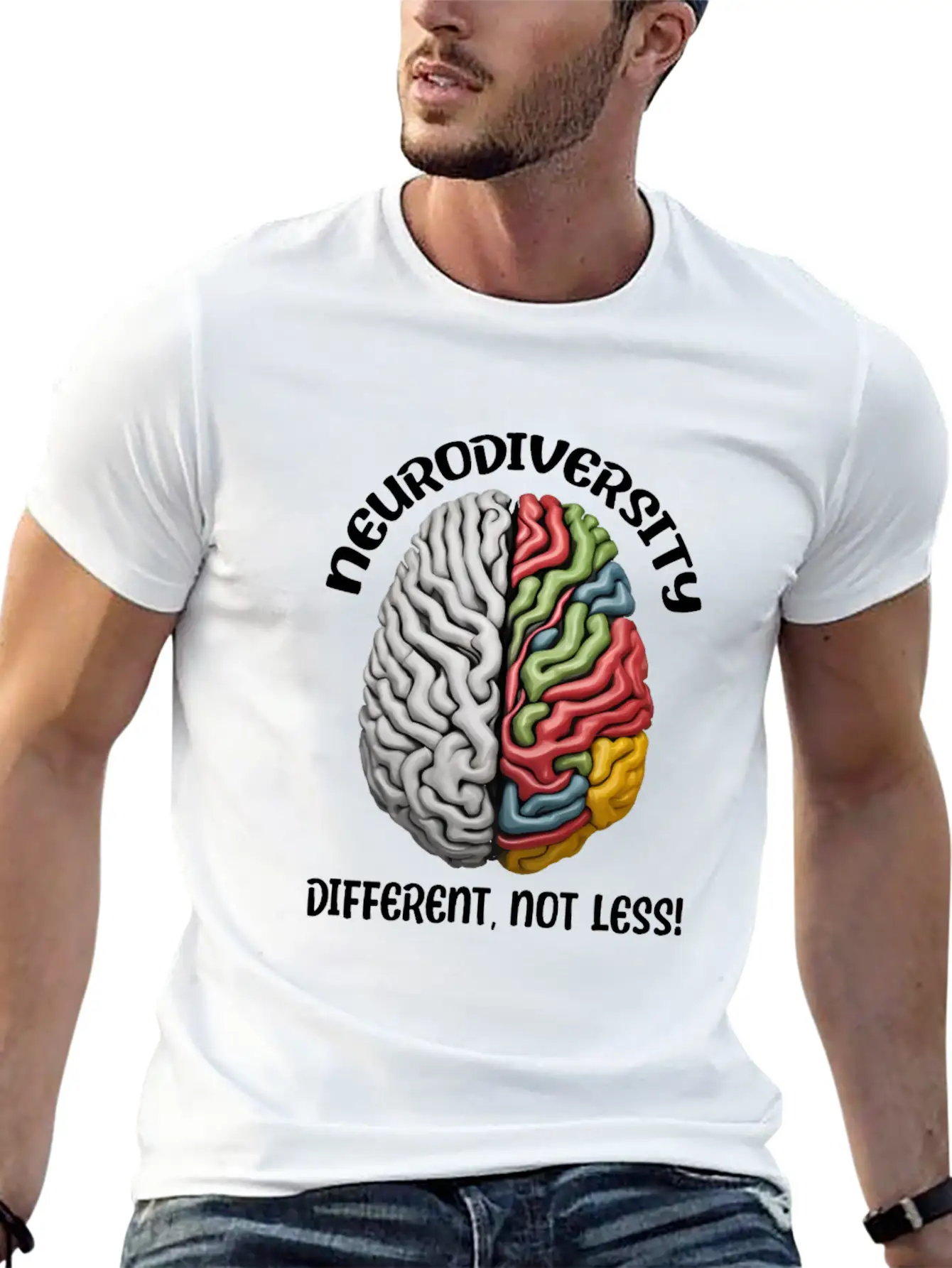 "Different, Not Less" Neurodiversity Stylish Everyday T-Shirt – Unisex Basic Cotton Tee