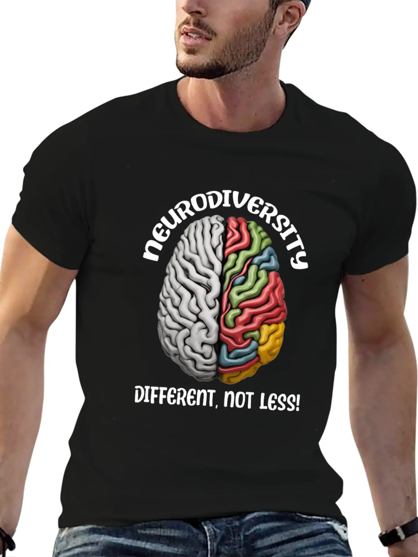 "Different, Not Less" Neurodiversity Stylish Everyday T-Shirt – Unisex Basic Cotton Tee