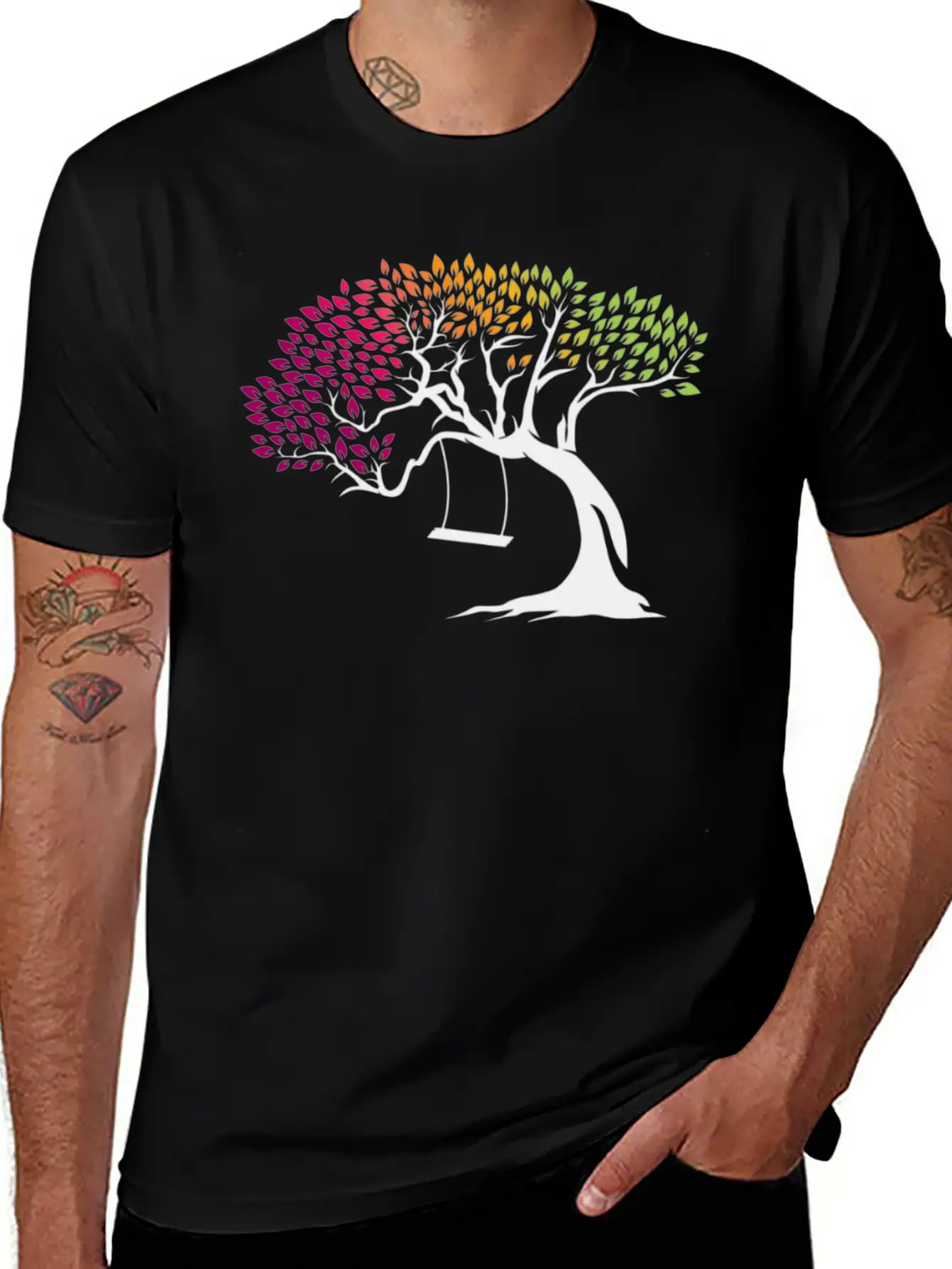 Digital Tree Comfortable Minimalist Graphic Tee – Summer Style Essential