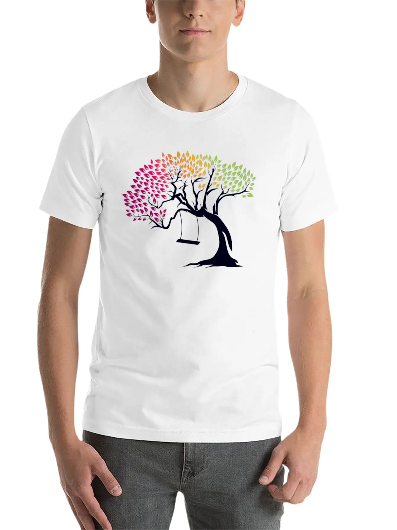 Digital Tree Comfortable Minimalist Graphic Tee – Summer Style Essential